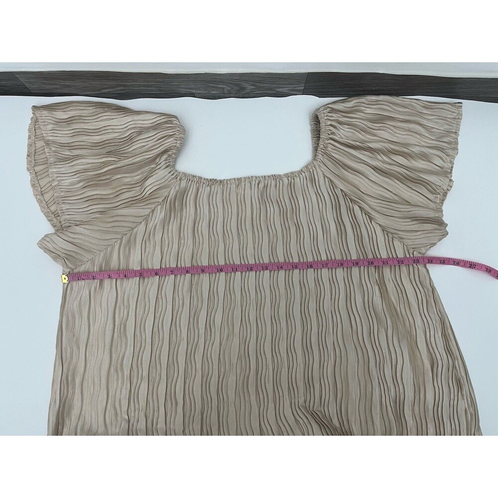 GRACE + EMMA Women’s Top Ivory Blouse Pleated Size XL Square Neck Pullover - Picture 7 of 13
